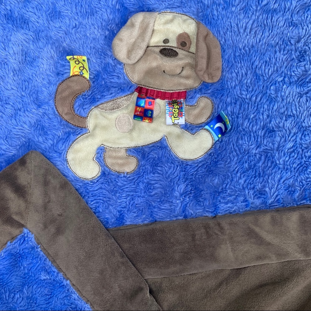 Taggies Boys Puppy Dog Swirls Baby Blanket 30x40